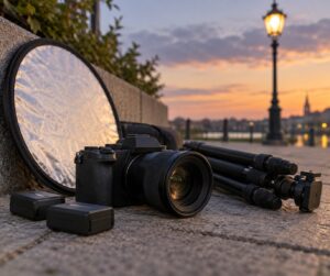 how to shoot portraits at night with street lights