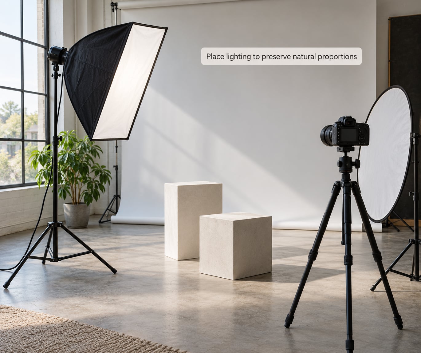 Place lighting to preserve natural proportions