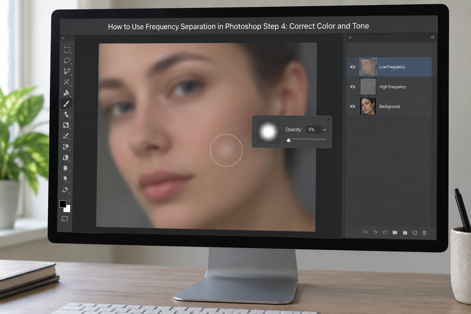 How to Use Frequency Separation in Photoshop Step 4: Correct Color and Tone